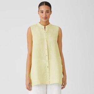 Eileen‎ Fisher Organic Linen Sleeveless Shirt Butter Yellow XXS